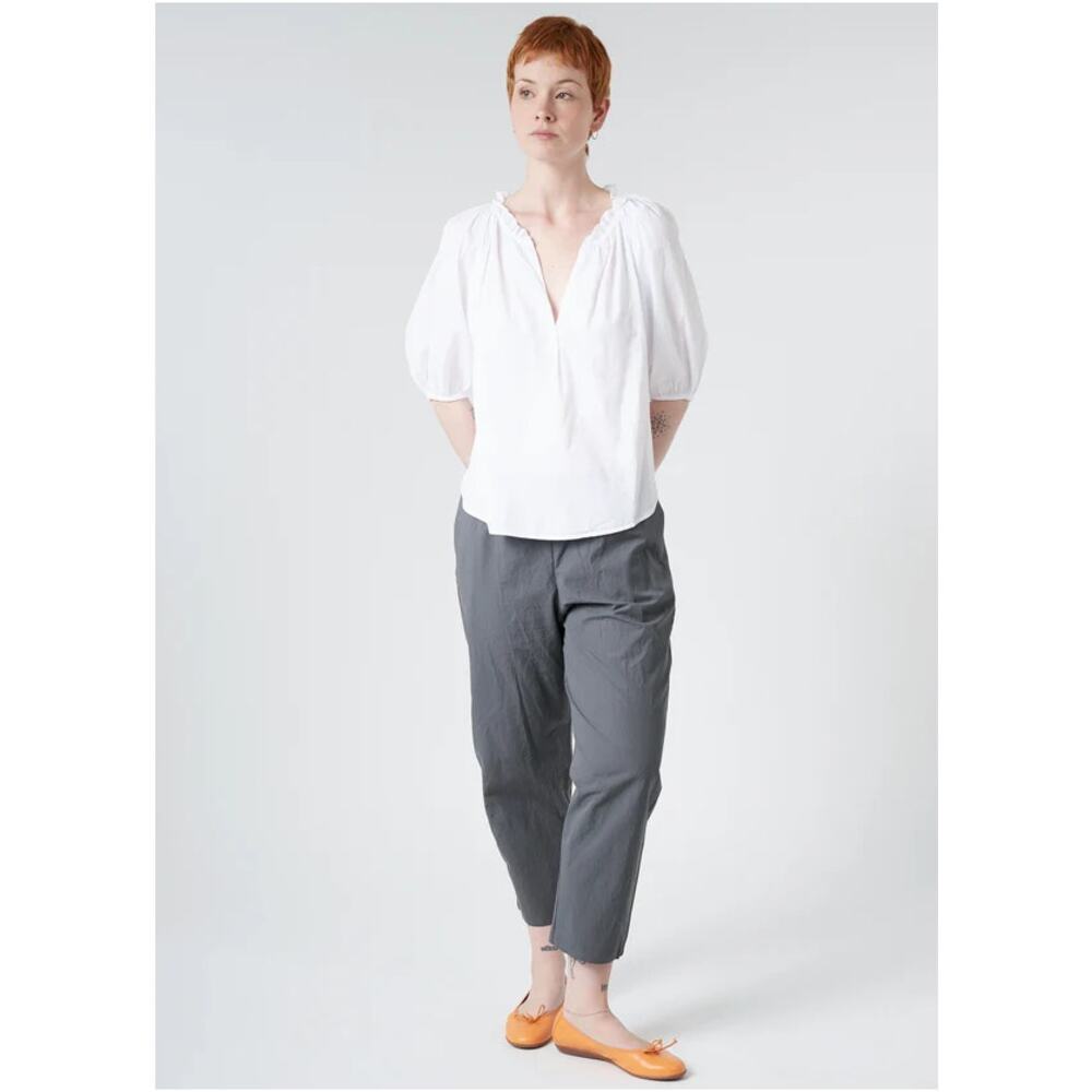 Xirena Jules Top Womens Large White Cotton Popover Ruffle Puff Sleeve Boho Chic